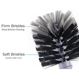 Bottle Brush Cleaner, Long Handle Bottle Brush with Dual Bristles for Water Bottles, Glassware, Mugs, Sports & Baby Bottles Cleaning, Black 4 Pack