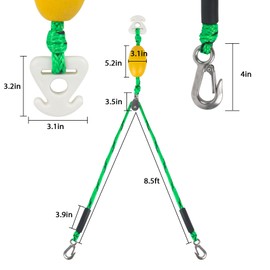 16FT Boat Tow Harness for Tubing, Water Ski Tow Rope Boat Harness Boat Tow Rope for Watersports, Self Centering Tow Harness for Boat Water Sport Jet Ski Wakeboarding(Green/Black)