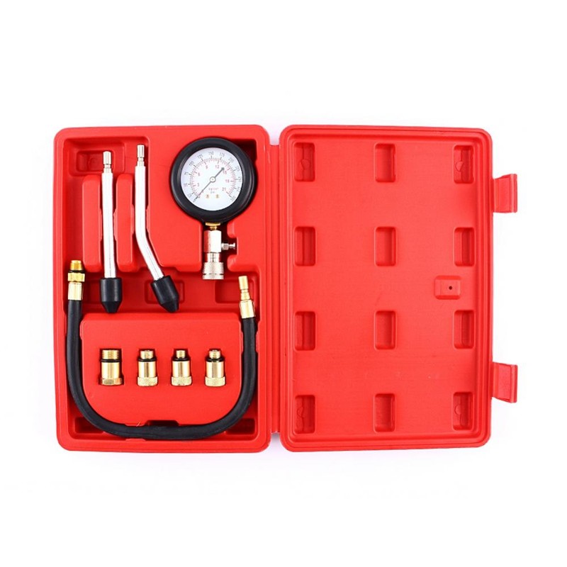 Petrol Engine Compression Tester Test Gauge Kit Car Motorcycle Garage