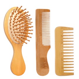 3Pcs Bamboo Hair Brush,Small Hair Brush Mini Hair Brush Travel Hair Brush Mini Air Cushion Comb Small Massage Comb Portable Comb Household Hairbrush for Men and Women
