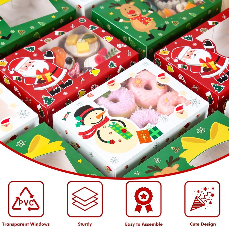 Patimate 24pcs Christmas Cookie Boxes for Gift Giving, 3 Style