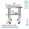 18" X 18" Stainless Steel Table With Wheels | NSF