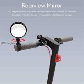 360° Rotatable Bike Mirror – Black Adjustable Convex Handlebar Safety Mirror for Mountain & Road Bikes, Wide-Angle Rearview Acrylic Mirror for Safe Cycling, Shockproof Bicycle Rear View Mirror（1pc）