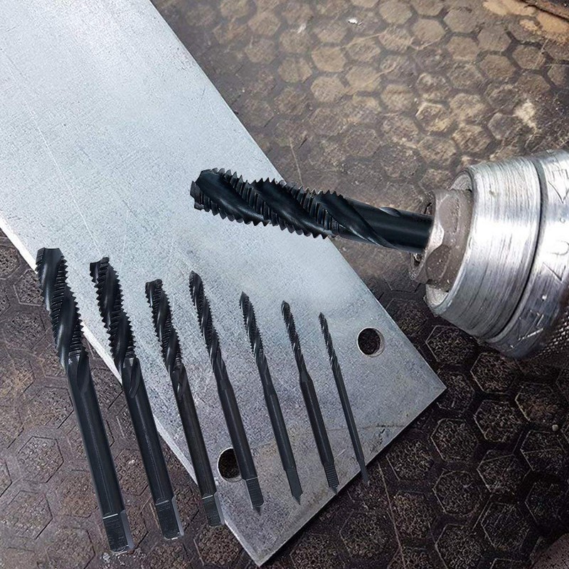 Tap Drill Set, 7 Pieces, Spiral Tap, Chamfering Tap, Drilling