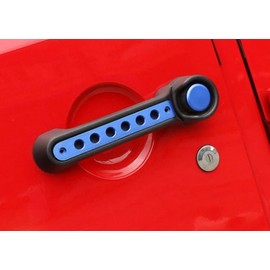 Bolaxin 3pcs/Set Aluminum Side Door Grab Handle Knobs Cover Trim for Jeep Wrangler JK & Unlimited 2 Door 2007-2019 Handle Pull (Blue)