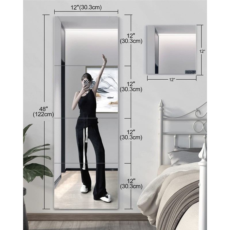 Shatterproof Wall Mirror Full Length for Bedroom, Acrylic Gym Mirrors