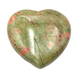 Steinfixx® - Large gemstone heart I healing stone I lucky stone I chakra stone I pocket stone | massage stone | gift for loved ones (Unakite)