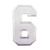 3 INCH White Number 6 Patches Appliques Fabric Decorating for