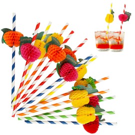 GVSS Cocktail Straws 7.7 Inch Cocktail Straws 3D Pineapple Straw Biodegradable Decoration for Summer Party Birthday Wedding Bar Beach Party Hawaiian Style 50pcs