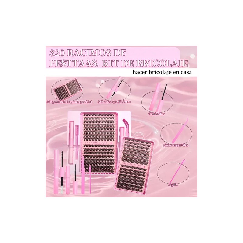 Kit de Extensiones de Pestañas Postizas con Pegamento y Sellador
