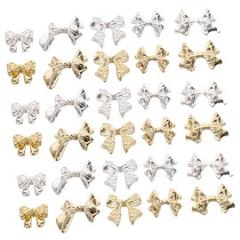 FOMIYES 100pcs Bow Knot Nail Charms Shiny Metal Embellishments for DIY Nail Art Elegant Flatback Bow Decorations for Women Manicure Cellphone Case