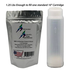 Awesome Aquatic Mixed Bed DI Resin 1.25 lb Resintech MBD-30 Nuclear Grade Color Changing DI Resin Deionization RO/DI 10" Filter Cartridge Refill (1.25 lb)