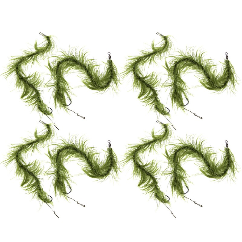 8PCS Carp Fishing Tied Hair Rigs Nylon Green Grass Line