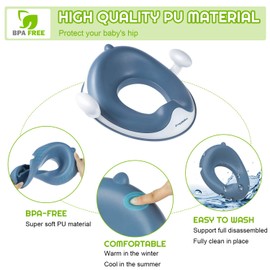 ANGELBLISS Baby Potty Training Toilet Seat with Soft Cushion Handles, Haute Collection, Double Anti-Slip Design and Splash Guard for Boys and Girls (Blue)