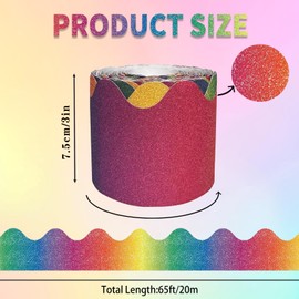 65Feet Rainbow Bulletin Board Borders, Shine Scalloped Borders Bulletin Board Border Decorative,Trim Poster Borders Classroom Decoration for School, Classroom Decoration Strips (Rainbow)