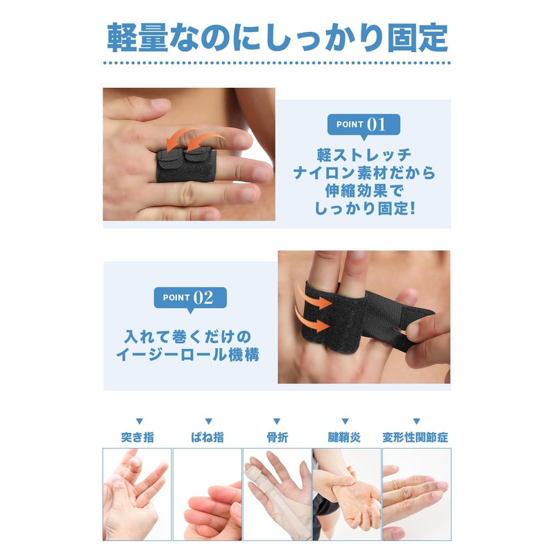 【医師監修】 指サポーター ロゴ無し 1本巻×3サイズ フィンガーラップ 男女 左右 Helcynas Sサイズ