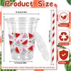 Whaline 50Pcs Watermelon Plastic Cups with Lids and Straws Red
