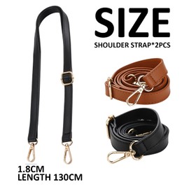 2 Pack Women Leather Shoulder Straps Satchel Replacement Straps Adjustable Shoulder Bag Carrying Straps Leather Spaghetti Straps (Black and Brown)