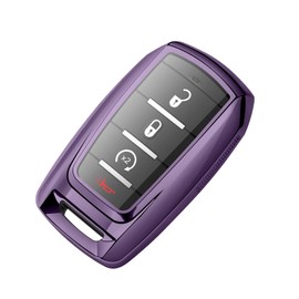 Tukellen for Dodge Key Fob Cover,Special Soft TPU Key Case Cover Protector Compatible with Dodge Ram 1500 4/5/6-Button Remote Smart Key,Key Shell-Purple Black