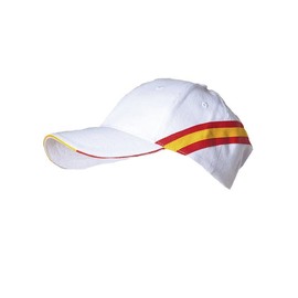 MIBANDERA Adjustable Spanish Flag Cap Padel Golf Tennis. 6 Panel Cap 100% Combed Cotton (White)