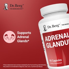 Dr. Berg Adrenal Glandular - Hormone Balance Formula That Supports Healthy Adrenal Function - Adrenal Support Supplement - 60 Capsules