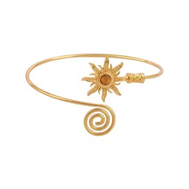 MMIUAEG Gold Silver Sun Arm Cuff for Women Turquoise Yellow Stone Open Adjustable Upper Arm Bangle Coil Swirl Armlet Armband Minimalist Upper Arm Cuff Jewelry Statement Party Jewelry, 1, no gemstone