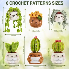 LOMOHOO Crochet Kit for Beginners, 6PCS Hanging Potted Plants Crochet Kit with Step by Step Video and Instructions, Succulent Crochet Starter Kit for Adults Kids, Home Decor Birthday Gifts (Hanging Potted Flowers Plants Cactus)