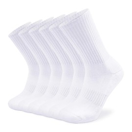 SOX TOWN - Calcetines deportivos acolchados unisex para hombres y mujeres, con algodón peinado que absorbe la humedad, rendimiento transpirable, Blanco, 13-15