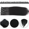 MUNSKT 7 Pcs 22 Inch Natural Black Clip in Hair