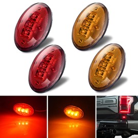 nifeida Luces de marcador lateral de doble cama para Ford 1999-2014 F150 F250 F350 F450 F550 Super Duty - Lámpara LED impermeable con enchufe T10 (2 unidades ámbar y 2 piezas rojo)