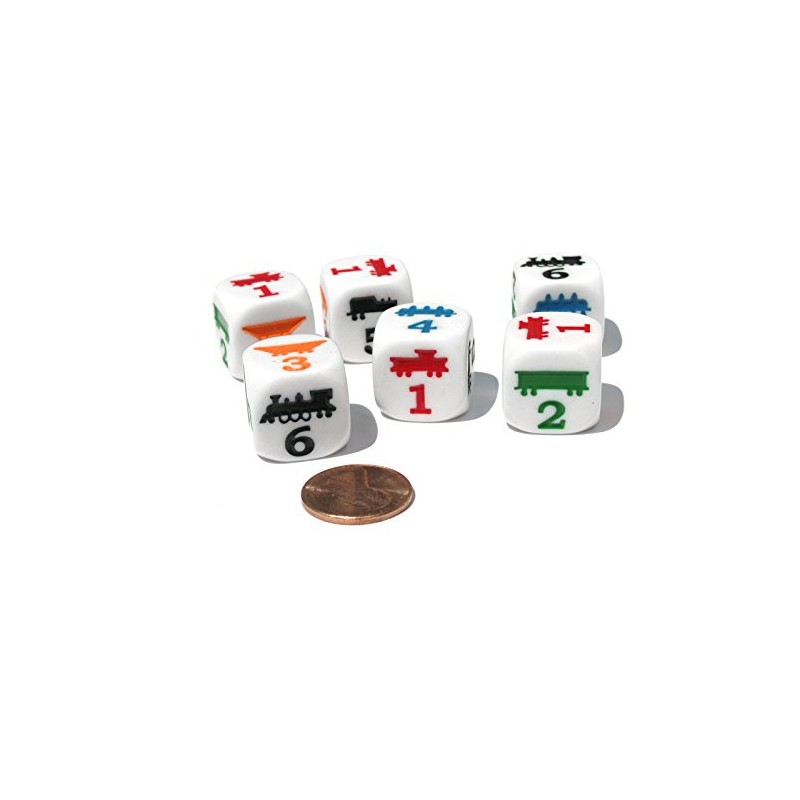 Set of 6 Train 18mm D6 Rounded Edge Koplow Dice