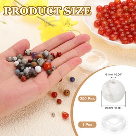 PATIKIL 4mm Aventurine Beads, 200 Pcs Round Natural Gemstone Beads Smooth Stone Beads Jade Tiger's Eye Loose Glass Beads for Bracelet Necklace Jewelry Making DIY, Grey White