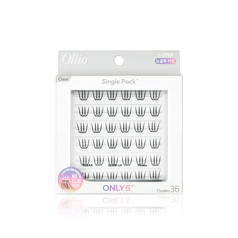 Ollio No Glue Eyelash #Clear [Single PACK Plus] (Short/Wide) (48pcs/36pcs)