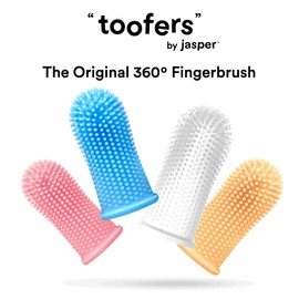 Jasper 360º Dog Fingerbrush Toothbrush Kit (4-Pack) Ergonomic Design, Full Surround Bristles for Easy Teeth Cleaning, Dental Care for Puppies, Cats and Small Pets, Multi-Colored…