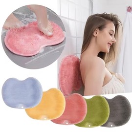 Shower Back & Foot Scrubber,Wall Mounted Back Scrubber Silicone Bath Massage Cushion Brush with Suction Cups,Bathroom Wash Foot Mat Exfoliating Dead Skin Foot Brush 1 Pcs