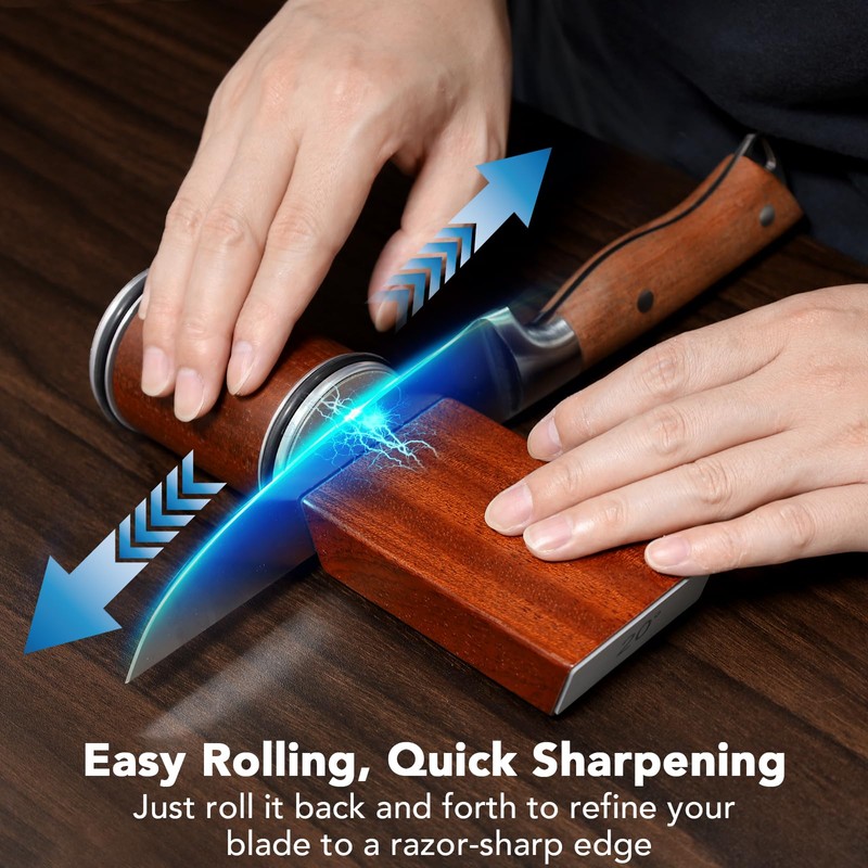 Rolling Knife Sharpener for Razor Sharp Edges, Easy Kitchen Knife