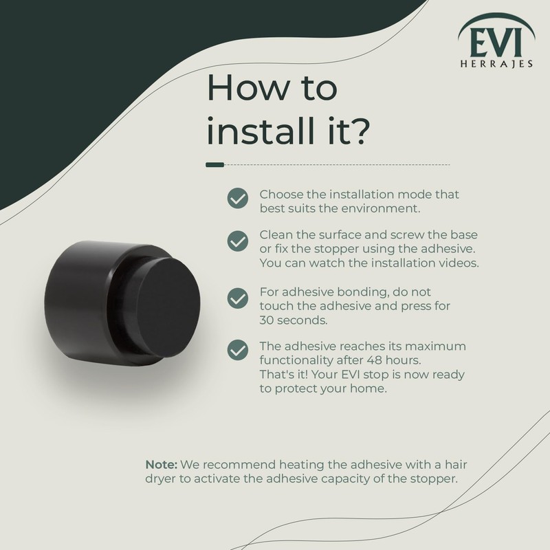 EVI Door Stoppers | Stainless Steel Door Handle Stopper -