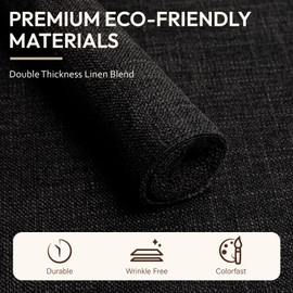 Blue Forest Placemats Set of 4, Dual-Layered Thickened Faux Linen Cloth Place Mats Heat Resistant Machine Washable Wrinkle Free Table Mats Indoor/Outdoor (Black)