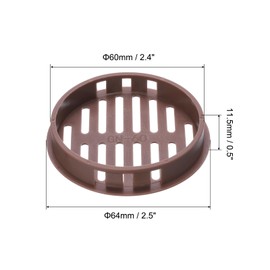 sourcing map 20Pcs 60mm/2.4in Air Vents Circular Soffit Vents, Drak Brown Plastic Soffit Vent Cover for Bathroom Home, Office, Kitchen, Cabinet, Wardrobe