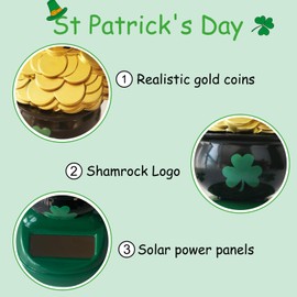 Car Solar Bobble Head Toy, St. Patrick's Day Lucky Shamrock Solar Powered Figurines, Shaking Figures Dashboard Decor, Festival Gifts for Home Window Desk Decorations