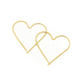 Thin Hammered Hoop Earrings, Elegant Geometric Solid Sterling Silver, Gold Filled, and Rose Gold Filled; for Women by Lotus Stone Jewelry (Gold, Medium Heart)