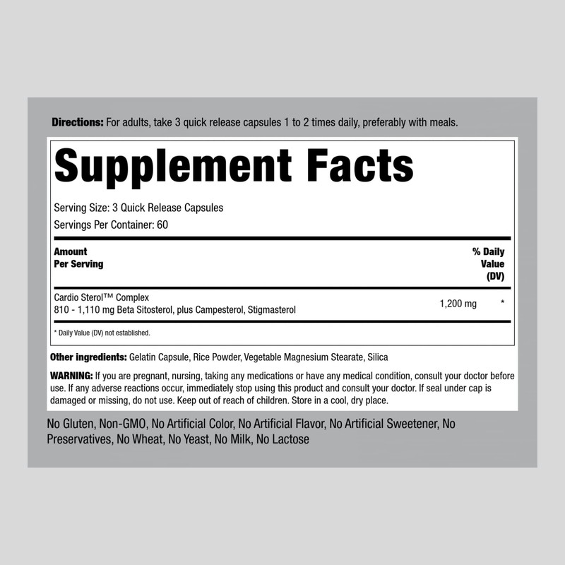 Piping Rock Beta Sitosterol 1200 mg | 180 Capsules |