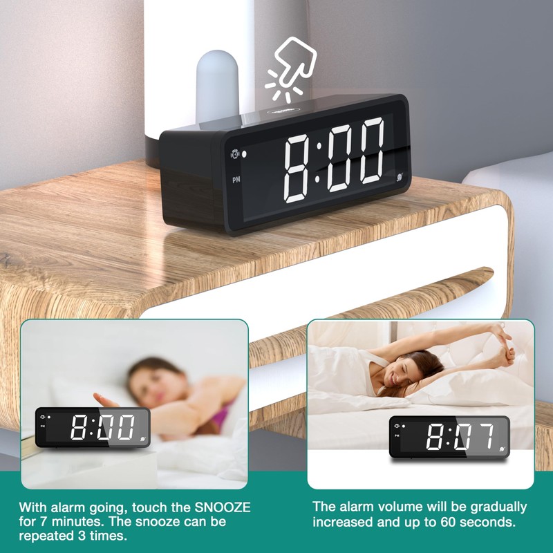 KWANWA Digital Alarm Clock with Large 1.8" LED Display, Battery
