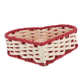 SHOWERORO Valentine's Day Heart Basket Handmade Woven Storage Basket Imitation Rattan Fruit Candy Trays Home Decor