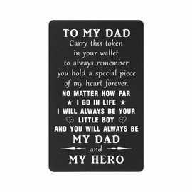 TANWIH Gifts for Dad from Son, Presents for Dad Birthday Gifts from Son, Dads Christmas Card, Engraved Wallet Card, Veteran's Day Gift for Men