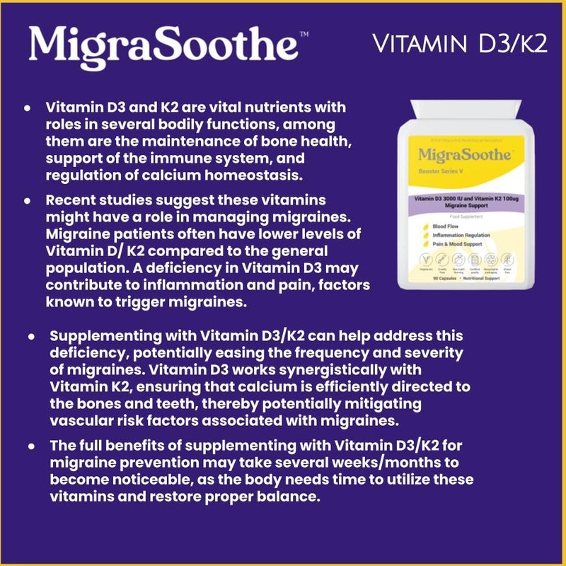 MigraSoothe Booster Vitamin D3 Vitamin K2 MK7 Complex for migraine