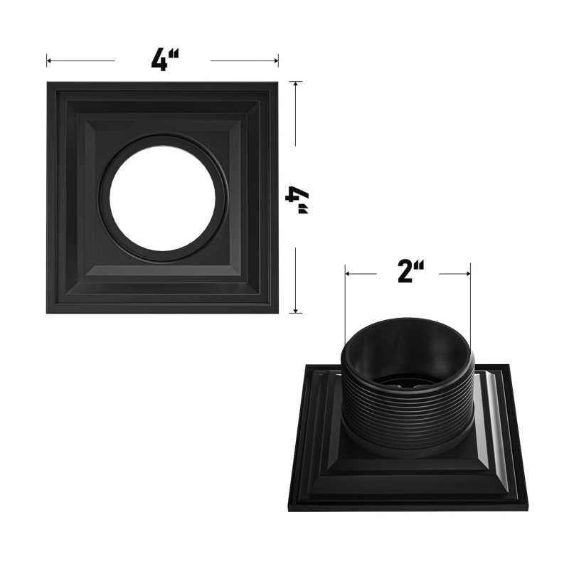 US Market Direct Shipping Matte Black 4"x4" Stainless Steel Square
