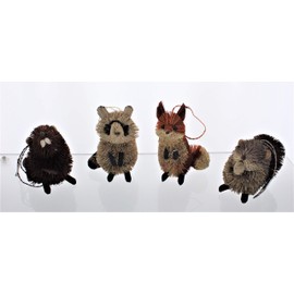 3.5 to 6-Inch Buri Woodland Animal Ornament Set, 4 Assorted Styles