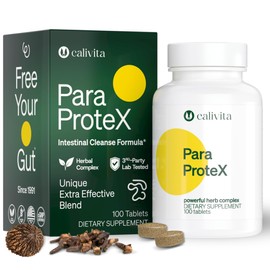 CaliVita ParaProteX – para Protect Formula – for Gut Health & Natural Detox – Herbal Cleanse for Humans – with Clove, Black Walnut & More – Natural Dewormer & Digestive Support – 100 Vegan Tablets