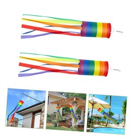 Mipcase 3sets Rainbow Windsock Flag Colorful Outdoor Decoration for Garden Patio Festivals Lightweight Durable Craftsmanship for Pride Party Celebrations 2pcs*3